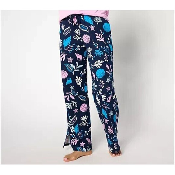Cuddl Duds Flexwear Resort Pants Women's Size 1X Blue Tropical Wide Leg - Picture 1 of 6